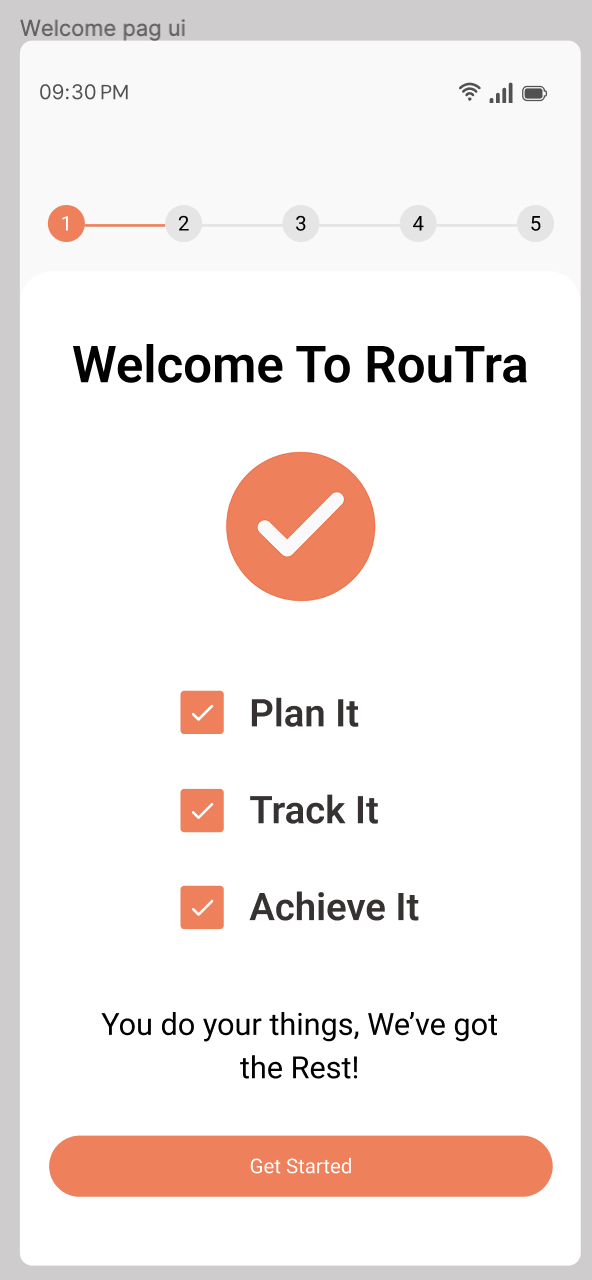 RouTra welcome screen